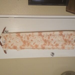 Gianni Bini White and Light Brown Tie-Dye Midi Dress Size L